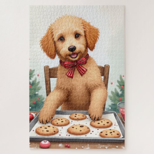 Golden Doodle Decorating Christmas Cookies Puzzle (Vertikal)