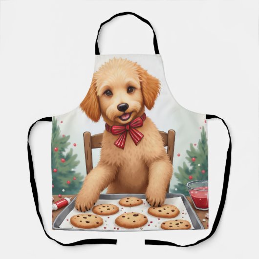 Golden Doodle Decorating Christmas Cookies Schürze (Vorderseite)