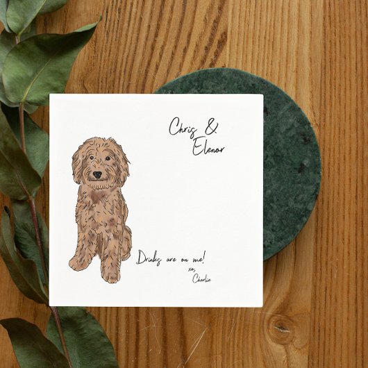 Golden Doodle Dog Cocktail Napkin für Hochzeit Serviette