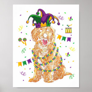 Golden Doodle Dog Lover Niedlich Mardi Gras Carniv Poster