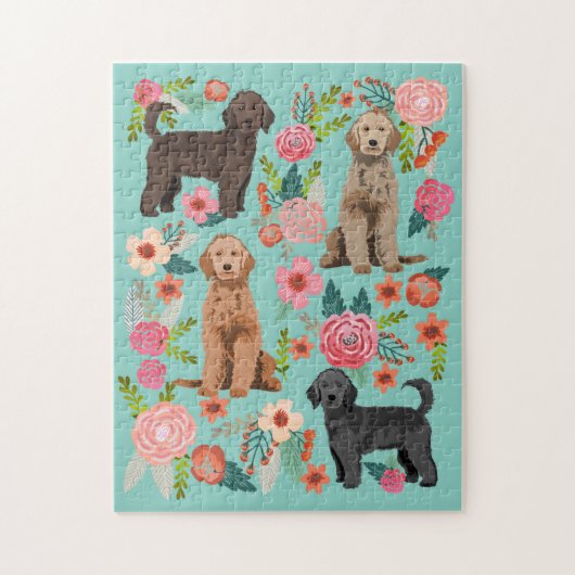 Golden Doodle Dog Vintag Florals Puzzle (Vertikal)