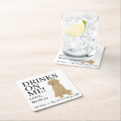 Golden Doodle Dog Wedding Rechteckiger Pappuntersetzer (Vor Ort)