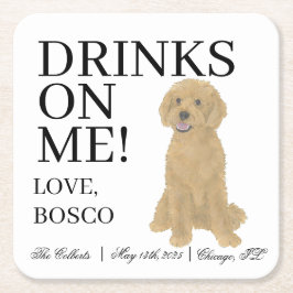 Golden Doodle Dog Wedding Rechteckiger Pappuntersetzer