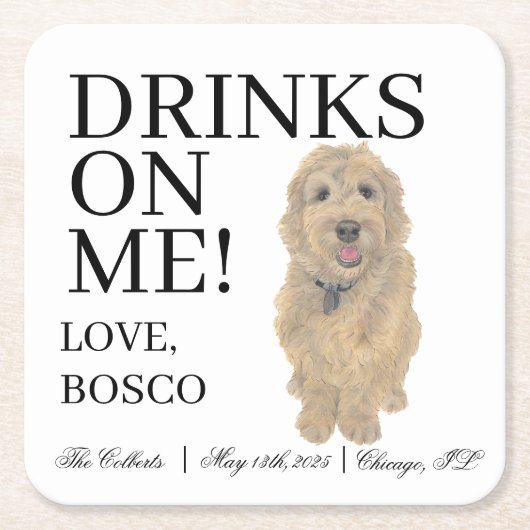 Golden Doodle Dog Wedding Rechteckiger Pappuntersetzer (Vorderseite)