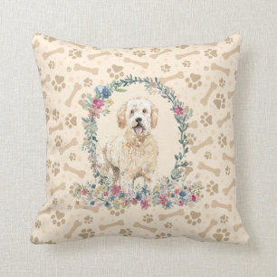 Golden Doodle Doodle Pfote Print & Floral Niedlich Kissen