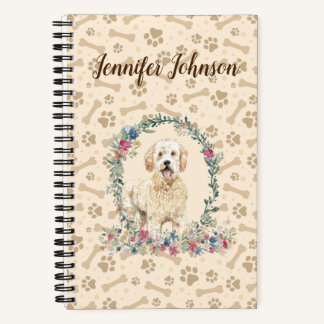 Golden Doodle Doodle Pfote Print & Floral Niedlich Notizblock