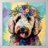 Golden Doodle Dreams: Florals und Spaß Poster (Vorne)