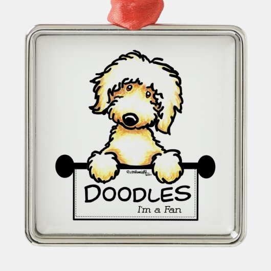 Golden Doodle Fan Silbernes Ornament (Vorne)