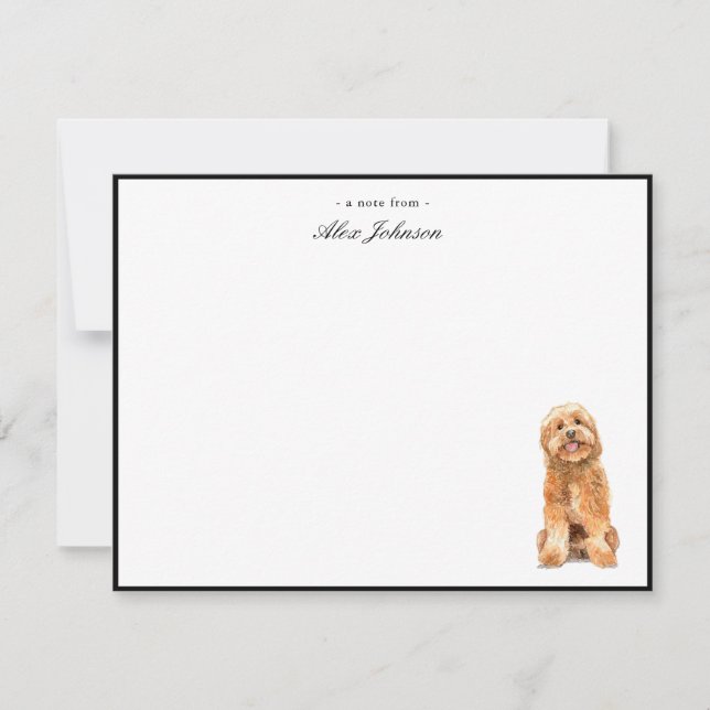 Golden Doodle Flat Wasserfarbe Dankeskarte (Vorderseite)