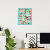 Golden Doodle Floral Dog Kunst Poster (Heimbüro)