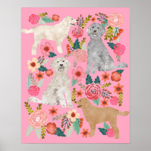 Golden Doodle Floral Hund Art Poster