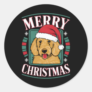 Golden Doodle Frohe Weihnachten Weihnachten Weihna Runder Aufkleber