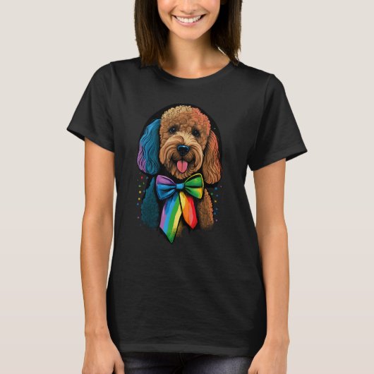 Golden Doodle Gay Pride LGBT Rainbow Flag Goldendo T-Shirt (Vorderseite)