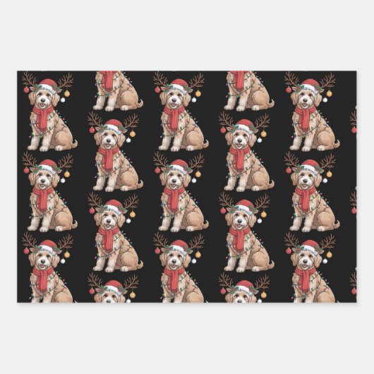 Golden Doodle Gorgeous Reindeer Christmas Tree  Geschenkpapier Set (Vorderseite)