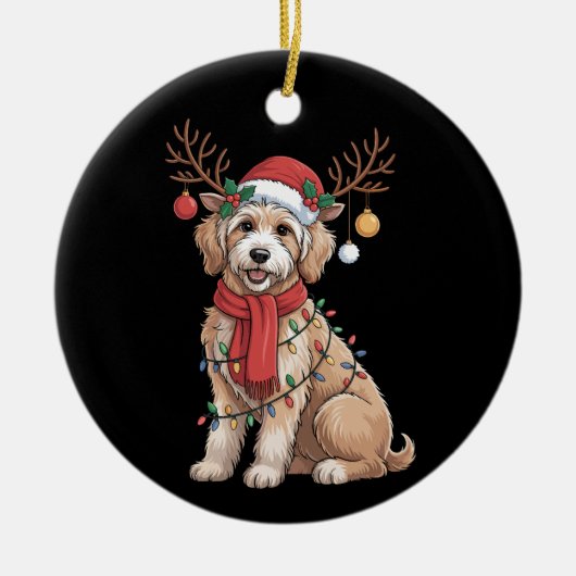 Golden Doodle Gorgeous Reindeer Christmas Tree  Keramik Ornament (Vorne)