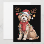 Golden Doodle Hübsches Rentier Weihnachtsbaum  Feiertagskarte (Vorne/Hinten)