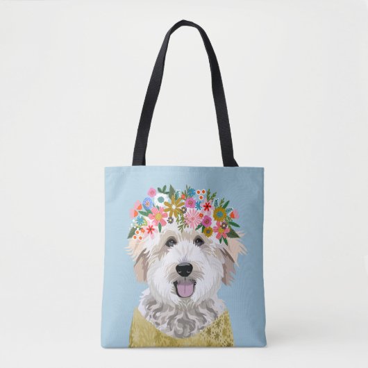 Golden Doodle Hund Blume Kronen Illustration Tasche (Vorderseite)