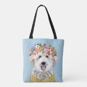 Golden Doodle Hund Blume Kronen Illustration Tasche (Rückseite)