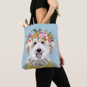 Golden Doodle Hund Blume Kronen Illustration Tasche (Von Nahem)