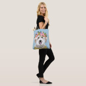 Golden Doodle Hund Blume Kronen Illustration Tasche (Am Model)