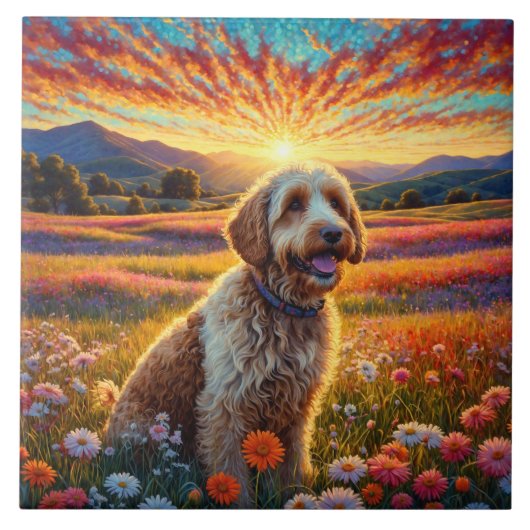 Golden Doodle Hund Fliese (Vorderseite)