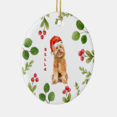 Golden Doodle Hund mit Weihnachtsmannmütze Keramik Ornament (Rechts)