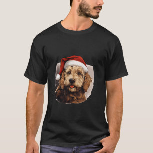 Golden Doodle Hund trägt einen Weihnachtshut Chris T-Shirt
