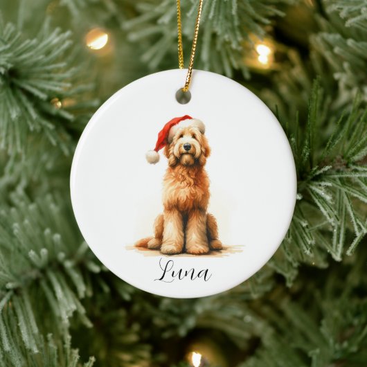 Golden Doodle Hund Weihnachtsmannmütze Ornament (Baum)