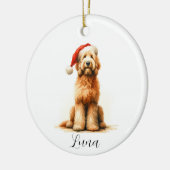 Golden Doodle Hund Weihnachtsmannmütze Ornament (Links)