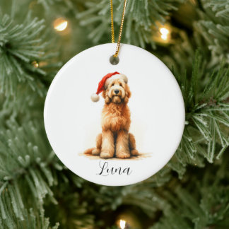 Golden Doodle Hund Weihnachtsmannmütze Ornament