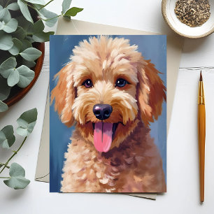 Golden Doodle   Hunde-Aquarellmalerei Haustier Postkarte