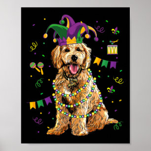 Golden Doodle Hundeliebhaber Süßer Mardi Gras Karn Poster