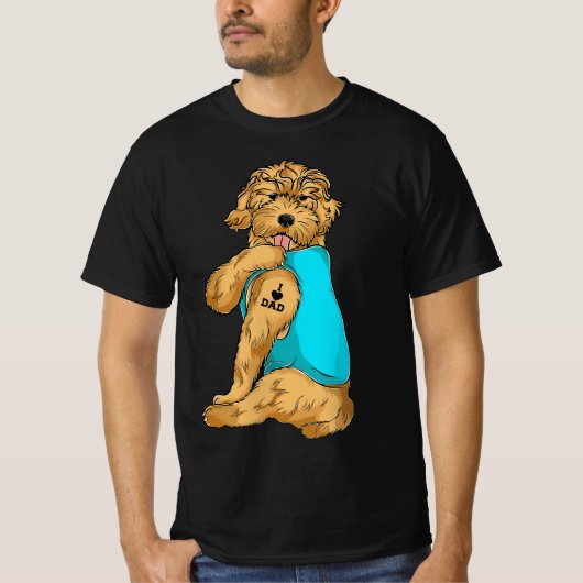 Golden Doodle I Liebe Vater Tattoo Apparel, Hund V T-Shirt (Vorderseite)
