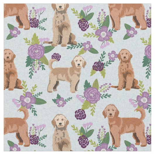 Golden Doodle lila Blumen Stoff (Nahaufnahme)