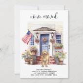 Golden Doodle Patriotic Personalisiert Dog Moving Ankündigung (Vorderseite)