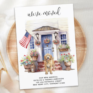 Golden Doodle Patriotic Personalisiert Dog Moving Ankündigung