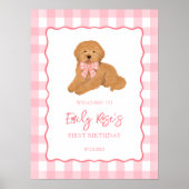 Golden Doodle Puppy Birthday Party Welcome Poster (Vorne)