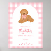Golden Doodle Puppy Birthday Party Welcome Poster (Vorne)