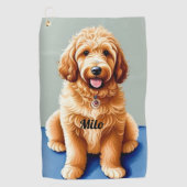 Golden Doodle Puppy Golfhandtuch (Vorderseite)