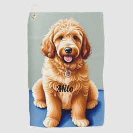 Golden Doodle Puppy Golfhandtuch