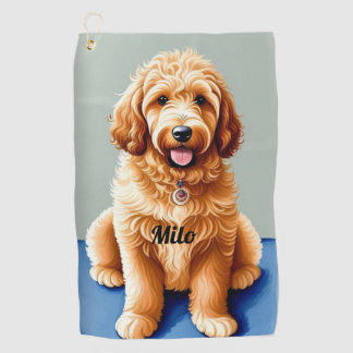 Golden Doodle Puppy Golfhandtuch