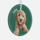 Golden Doodle Puppy Ornament Aus Glas (Vorderseite Rechts)