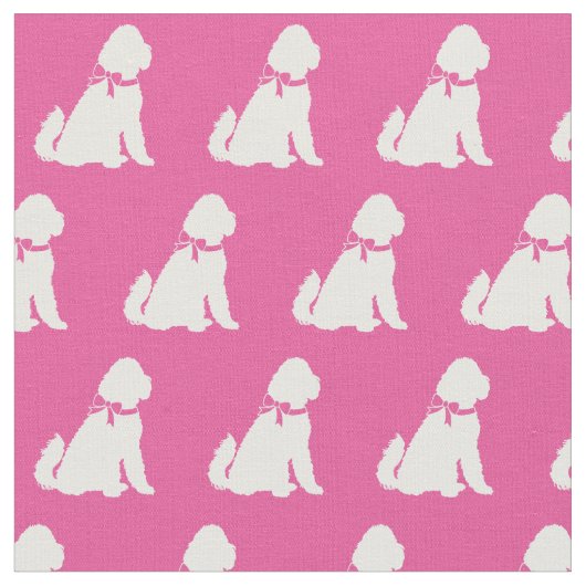 Golden Doodle Silhouette Pet Aussie Pink Stoff (Nahaufnahme)