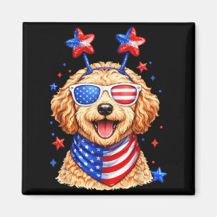 Golden Doodle USA Patriotischer Hund Gedenktag Jul Magnet
