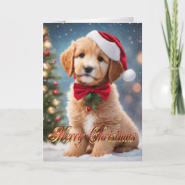 Golden Doodle Weihnachtswelpen Feiertagskarte