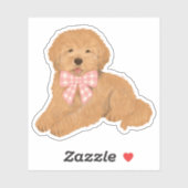 Golden Doodle with Pink Gingham Bow Party Favor Aufkleber (Blatt)