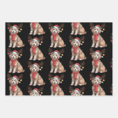 Golden Doodle Wunderschöner Weihnachtsbaum mit Ren Geschenkpapier Set (Vorderseite)