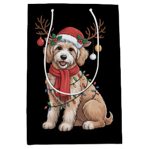 Golden Doodle Wunderschöner Weihnachtsbaum-Rentier Mittlere Geschenktüte