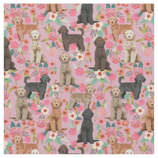 Golden Doodles, Vintages Blumenrosa Stoff (Nahaufnahme)