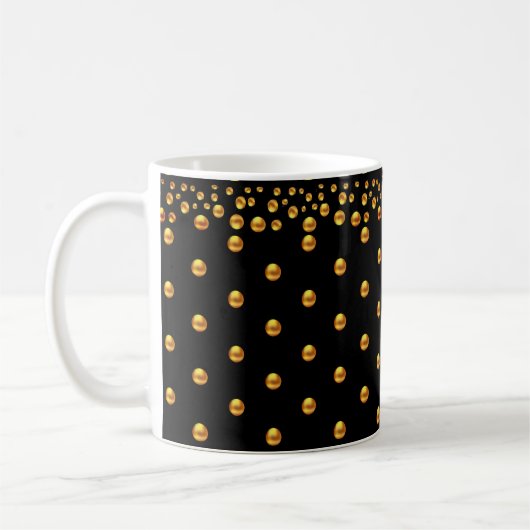 Golden Dot Confetti auf schwarz Kaffeetasse (Links)